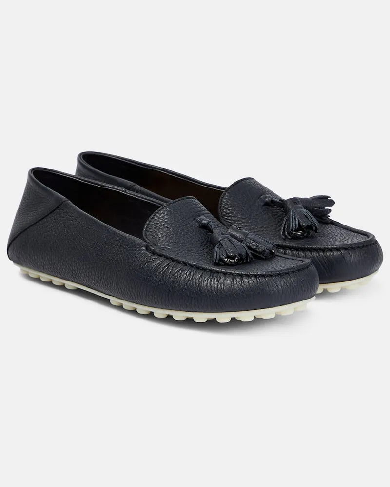 Loro Piana Mokassins Dot Sole aus Leder Blau