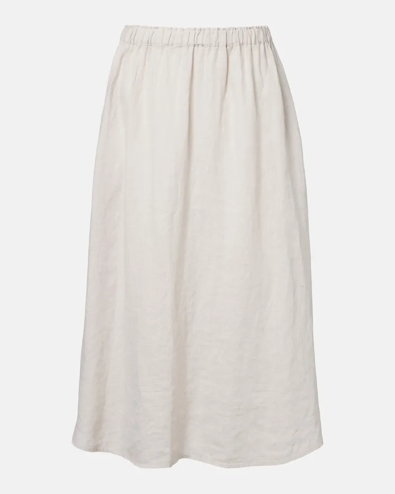 Velvet Midirock Virginia aus Leinen Weiß