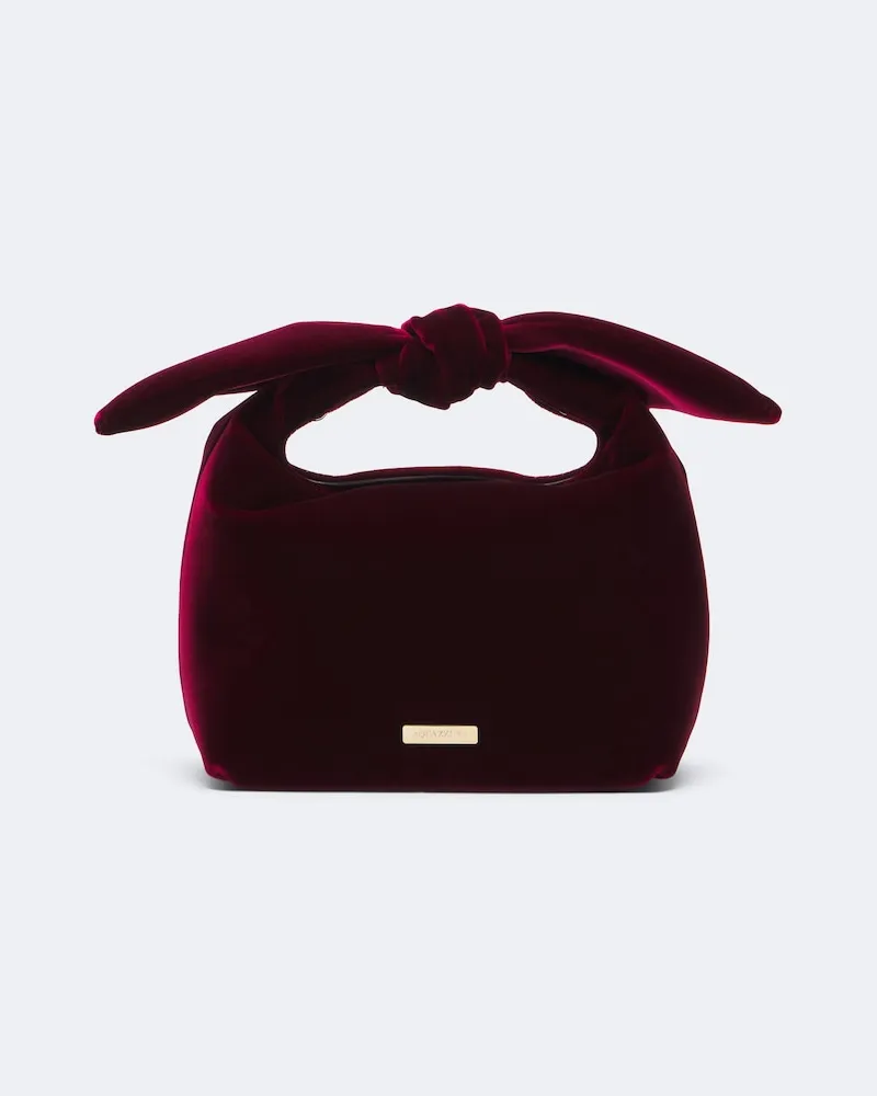 Aquazzura Henkeltasche Bow Tie Mini aus Samt Burgunderrot