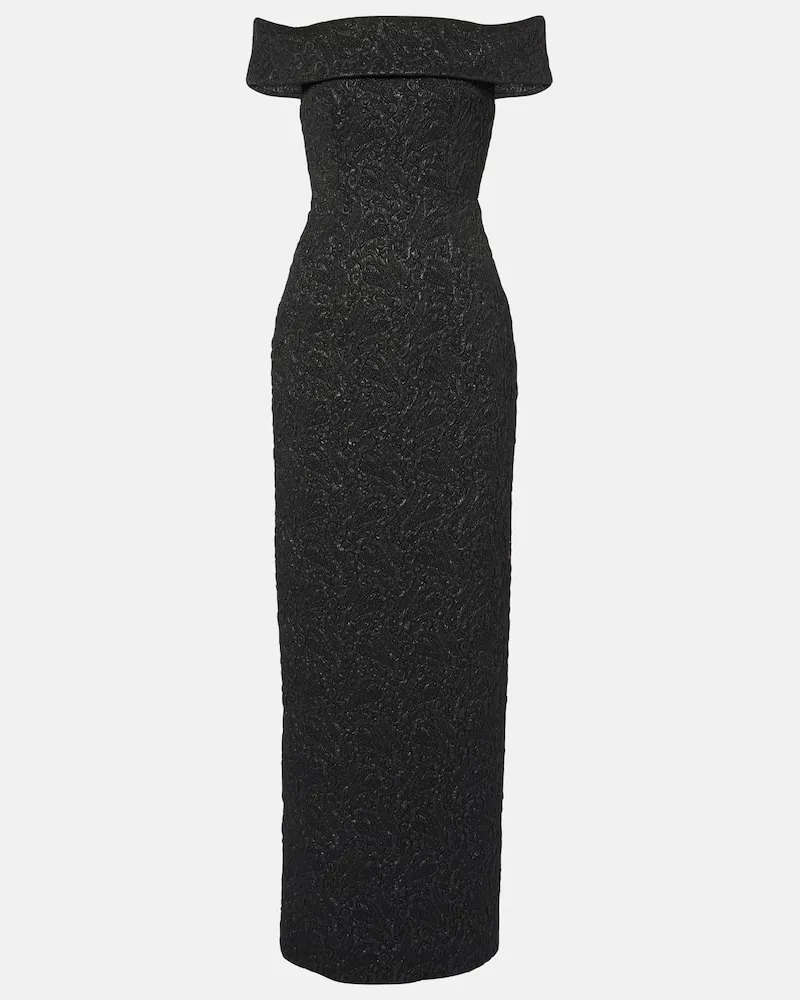 EMILIA WICKSTEAD Off-Shoulder-Robe Sima aus Cloqué Schwarz