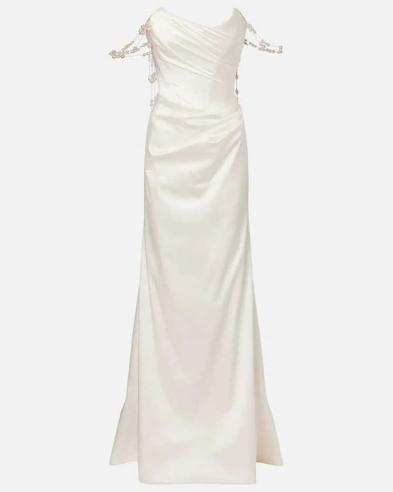Vivienne Westwood Bridal Robe Charmer mit Zierperlen Weiß
