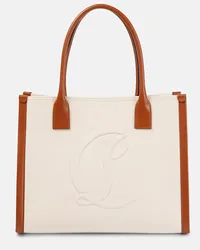 Christian Louboutin Tote By My Side E/W Large aus Canvas Beige