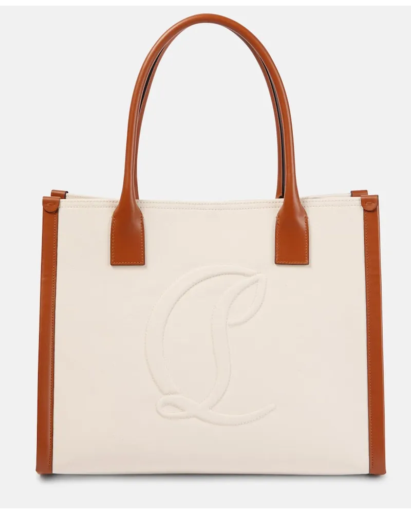 Christian Louboutin Tote By My Side E/W Large aus Canvas Beige