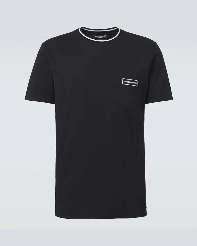 Dolce & Gabbana T-Shirt aus Baumwoll-Jersey Schwarz