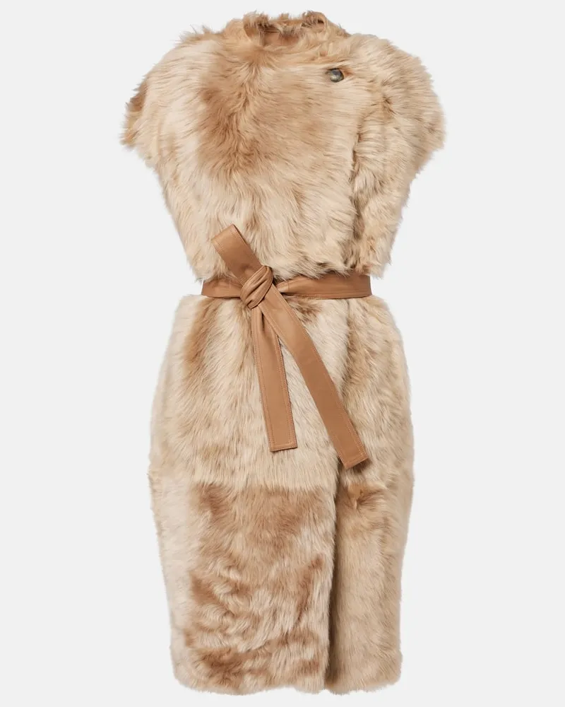 Yves Salomon Wendbarer Mantel aus Leder und Shearling Beige