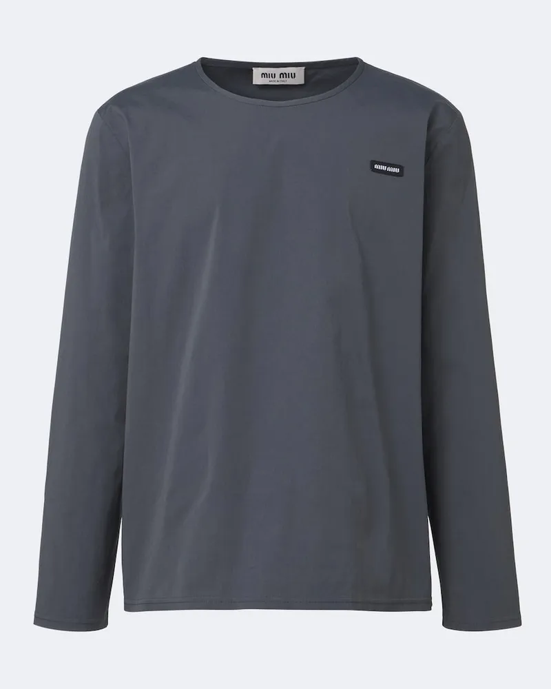 Miu Miu T-Shirt aus einem Baumwollgemisch Grau