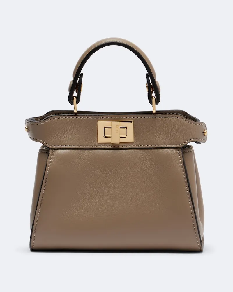 Fendi Henkeltasche Peekaboo® Nano aus Leder Beige