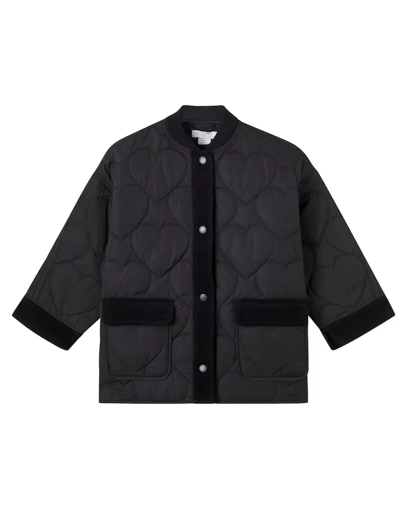 Stella McCartney Kids Steppjacke mit Samt Schwarz