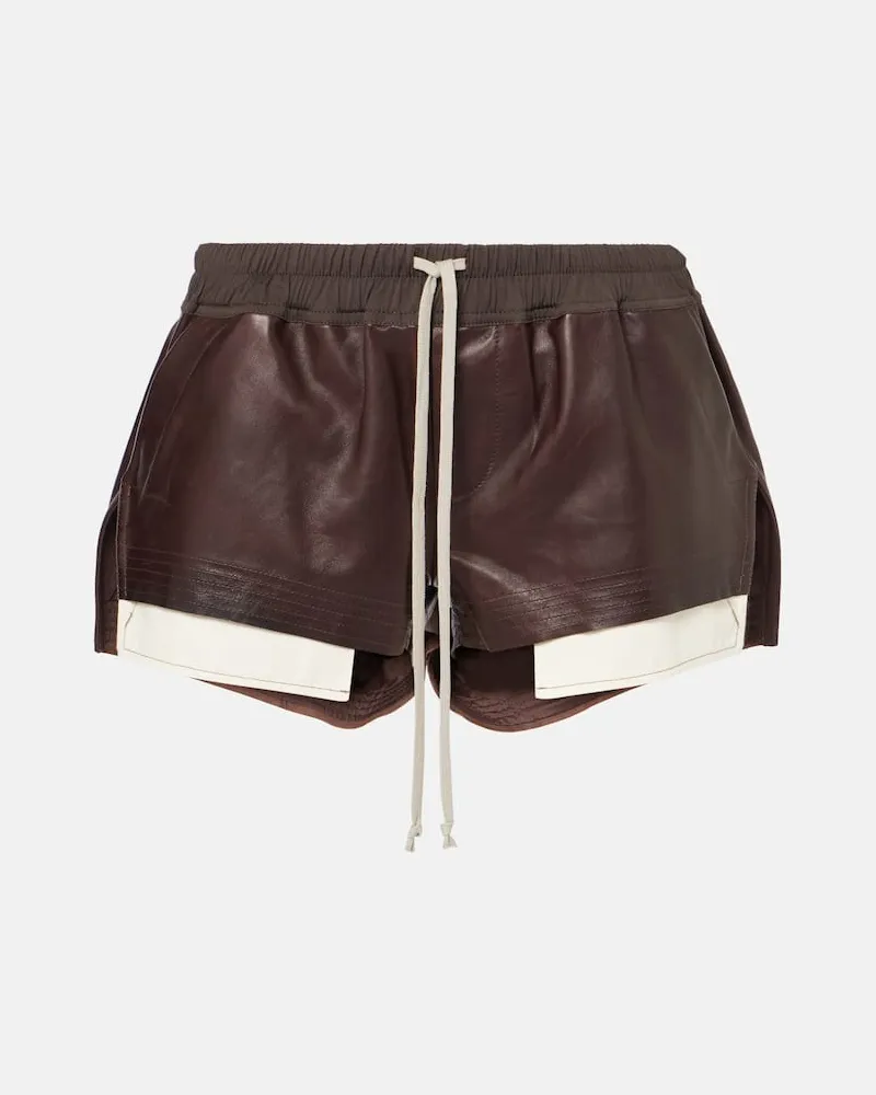 Rick Owens High-Rise Shorts aus Leder Braun