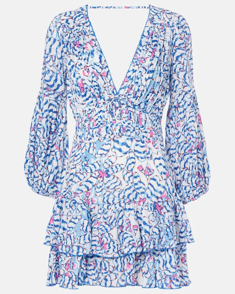 Poupette St Barth Bedrucktes Minikleid Chiara Blau