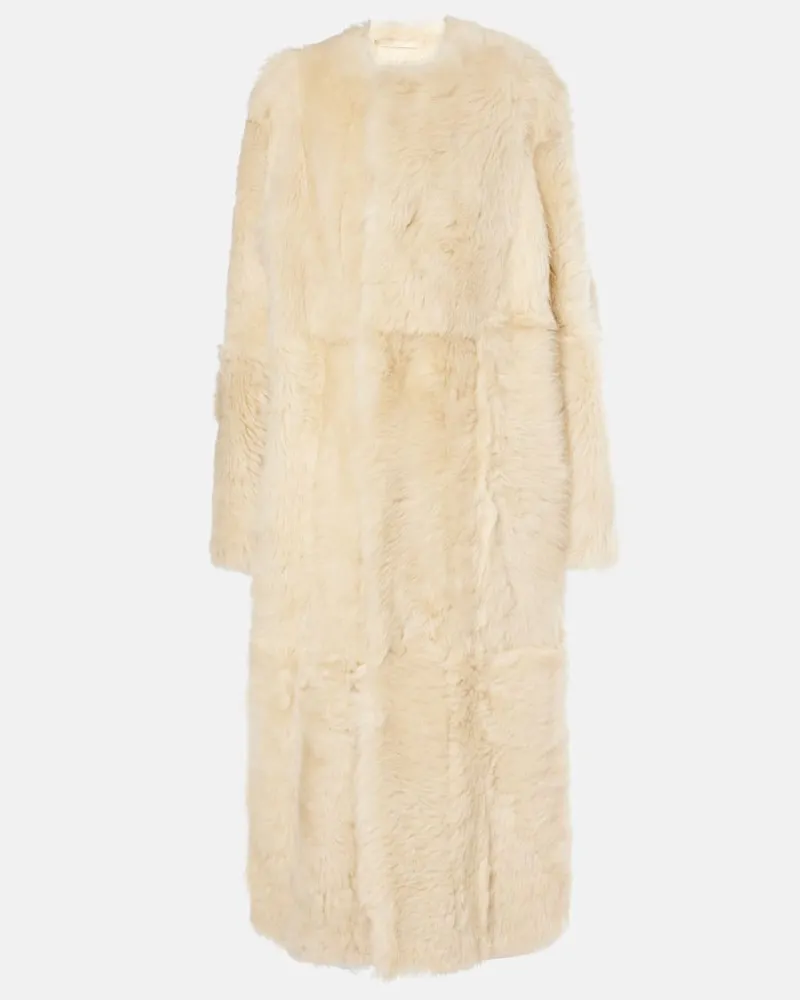 Totême Mantel aus Shearling Weiß