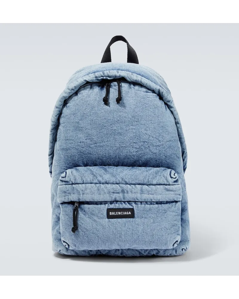 Balenciaga Rucksack Explorer aus Denim Blau