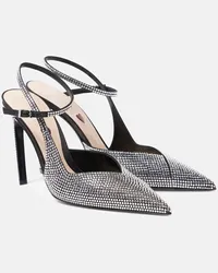 Gucci Pumps Alma Love aus Satin mit Kristallen Schwarz