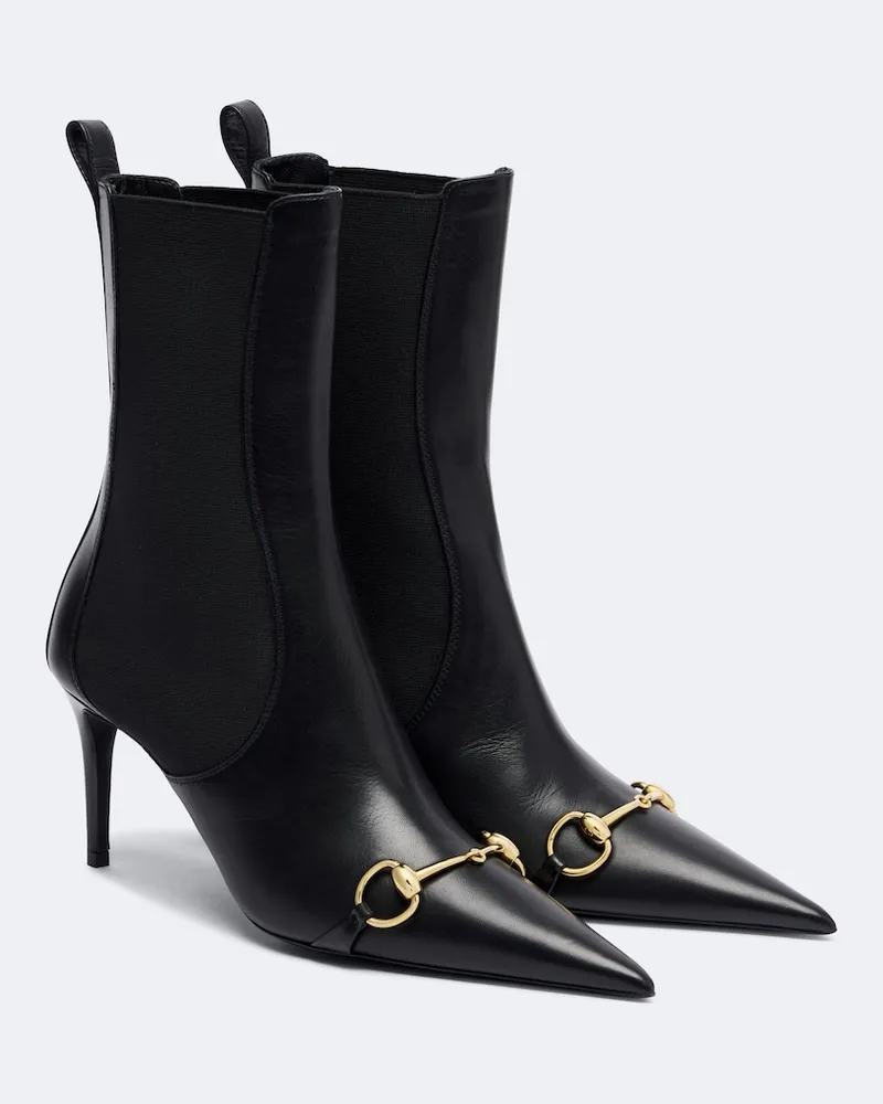 Gucci Ankle Boots Donna Horsebit aus Leder Schwarz
