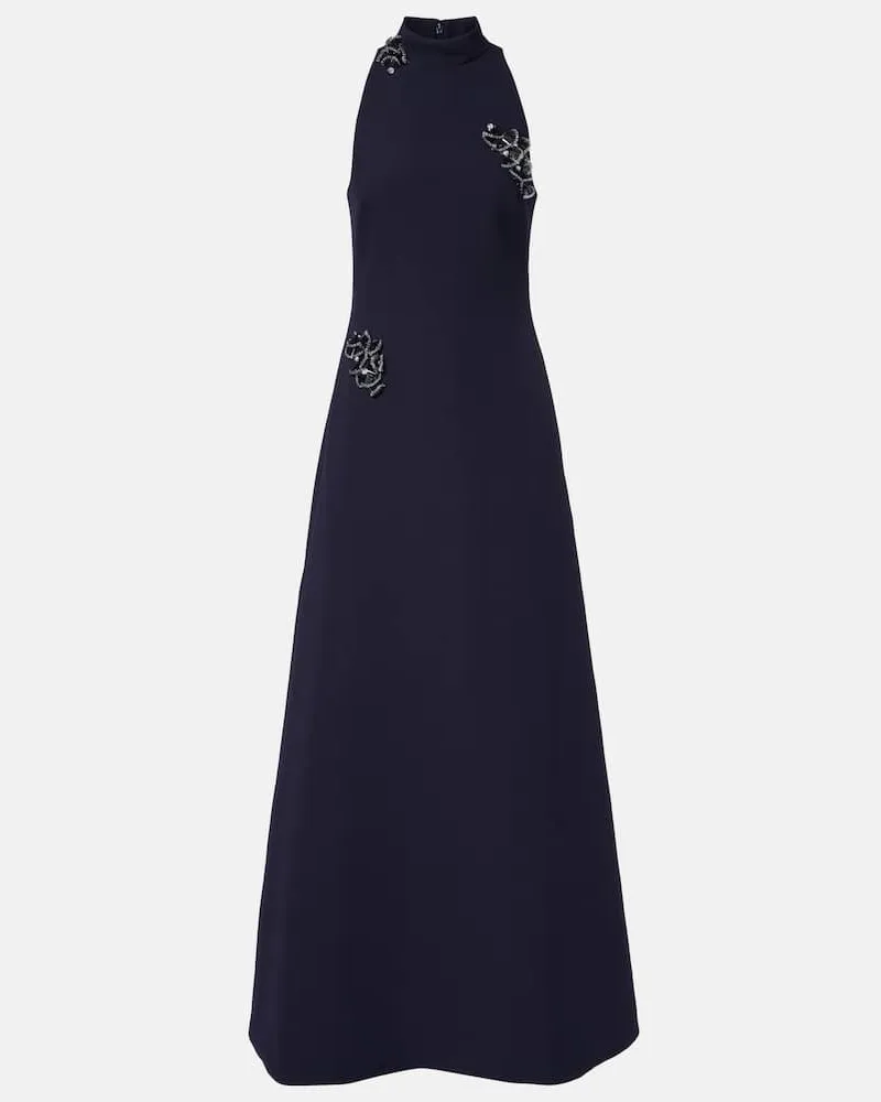 Safiyaa Verzierte Robe Priscilla aus Crêpe Blau