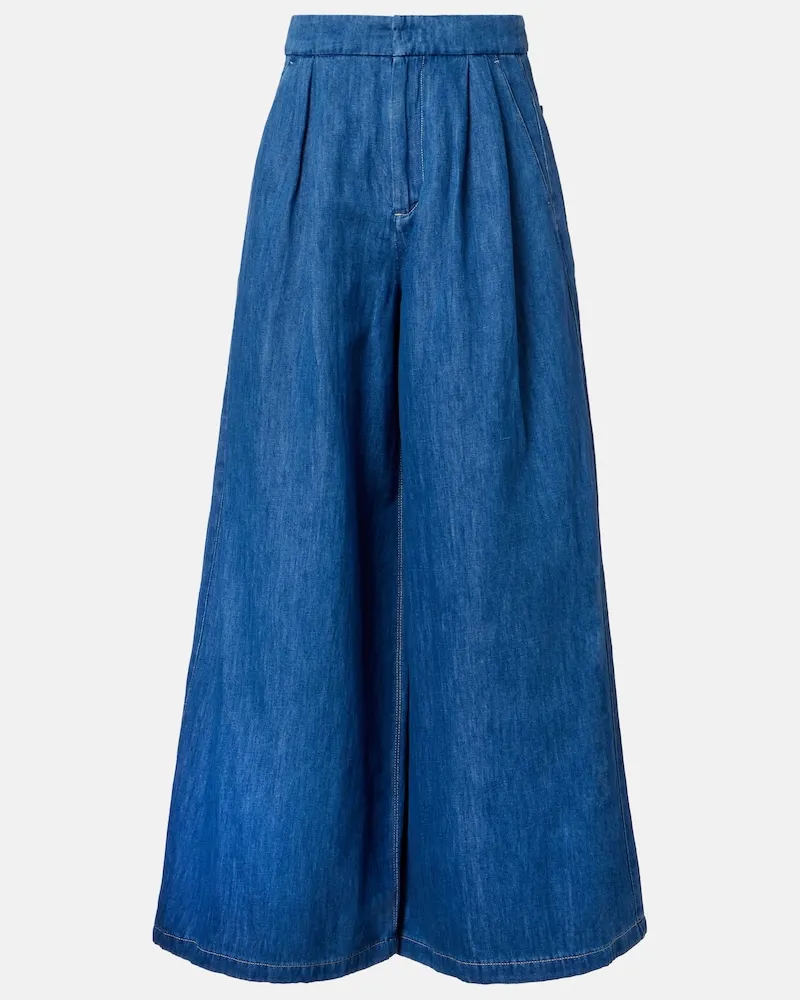 Max Mara Cropped Wide-Leg Jeans Nastro Blau