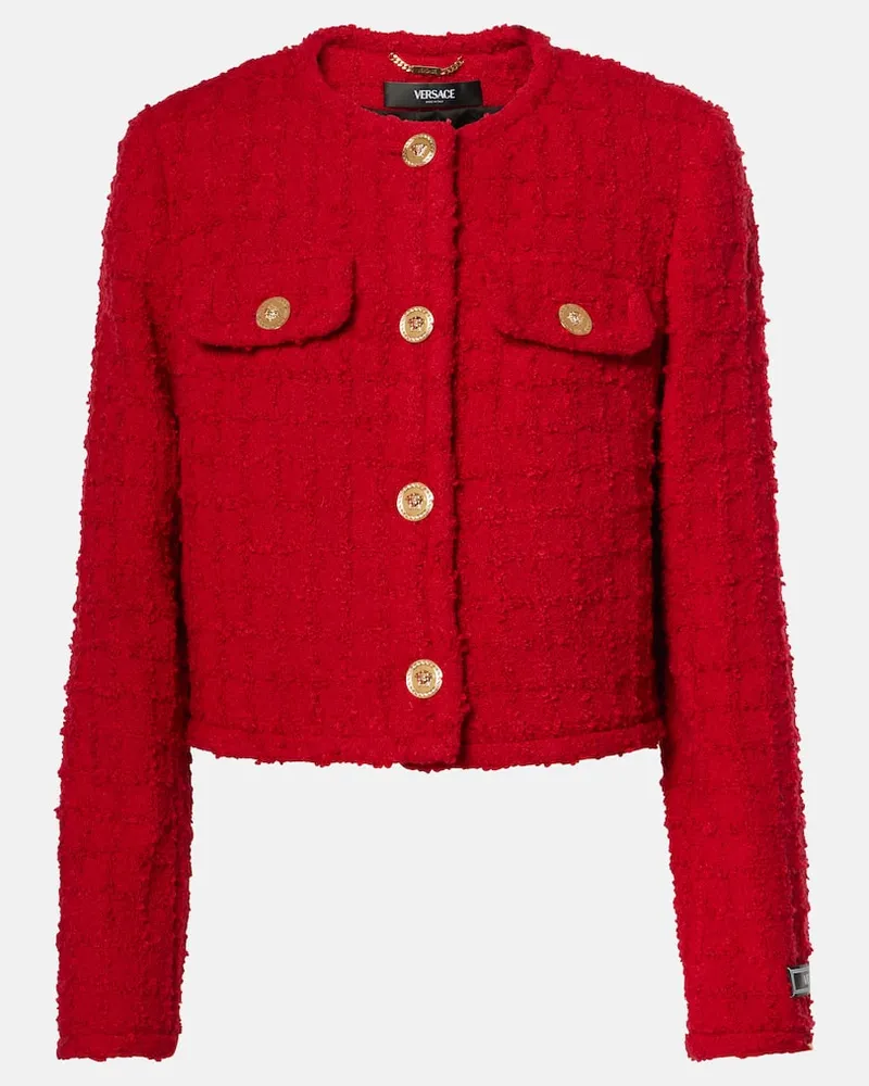 Versace Cropped-Jacke aus Tweed Rot