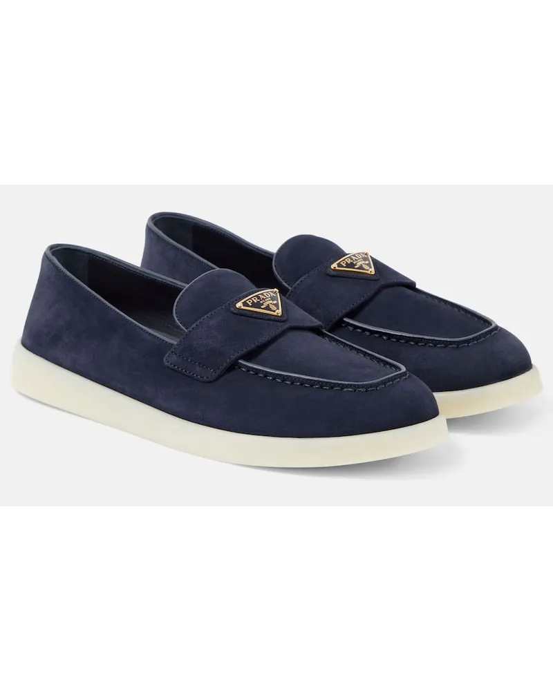 Prada Loafers Saint Tropez aus Veloursleder Blau