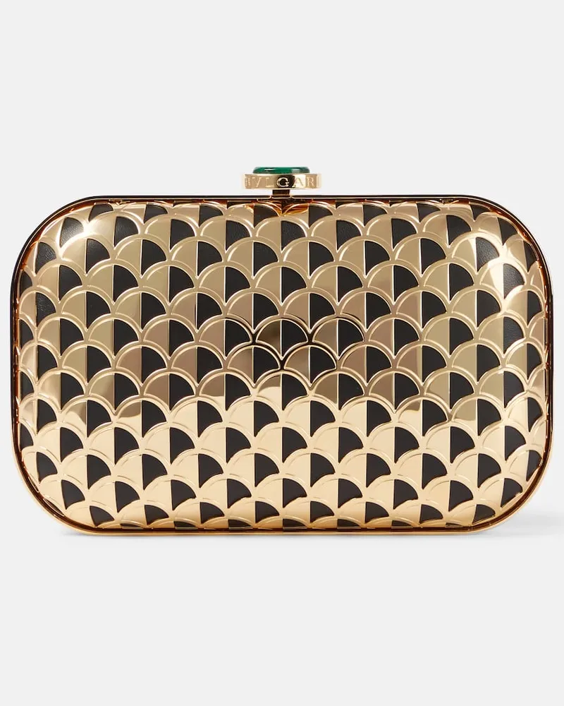 Bulgari Clutch Calla mit Leder und Malachit Gold