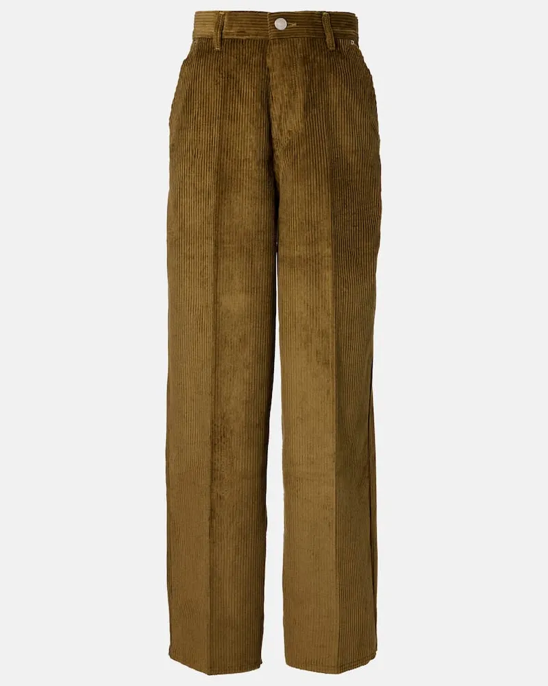 AMI Paris Weite Hose aus Baumwoll-Cord Grün