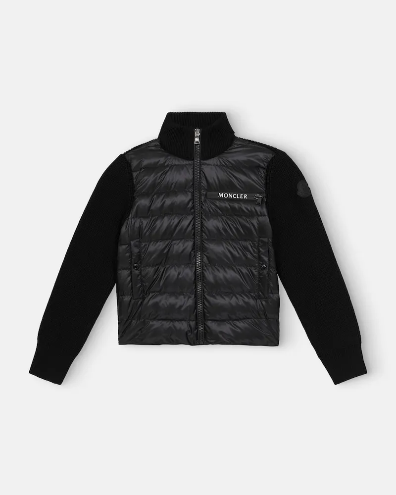 Moncler Daunenjacke aus Schurwolle Schwarz