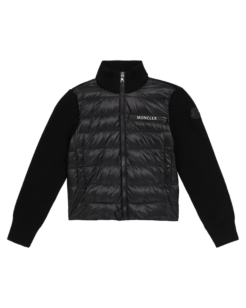 Moncler Daunenjacke aus Schurwolle Schwarz