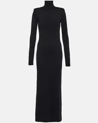 Saint Laurent Maxikleid aus Wolle Schwarz