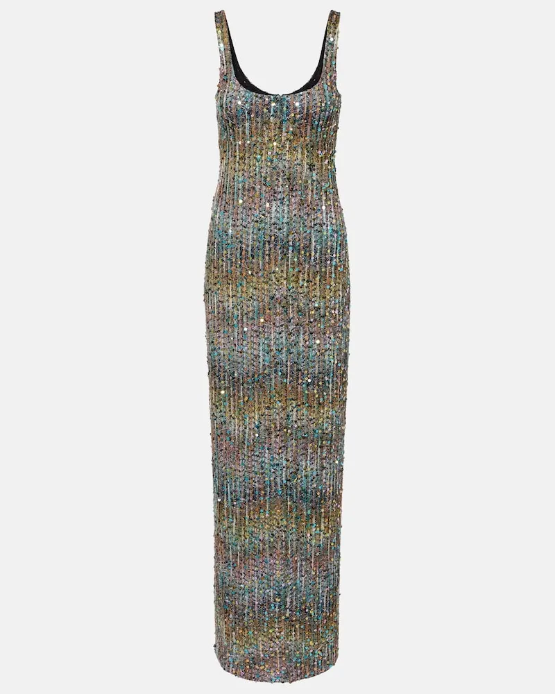 Missoni Robe aus Häkelstrick mit Pailletten Multicolor