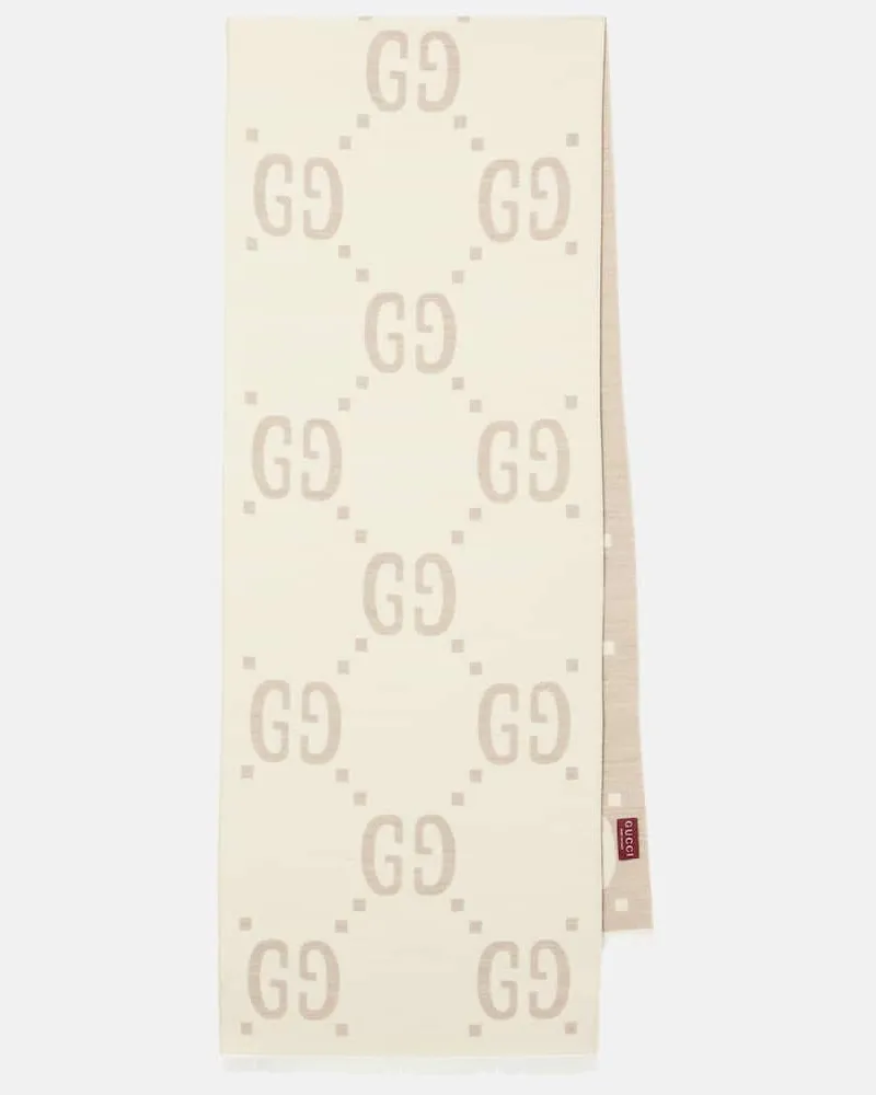Gucci Schal GG aus Wolle und Seide Beige