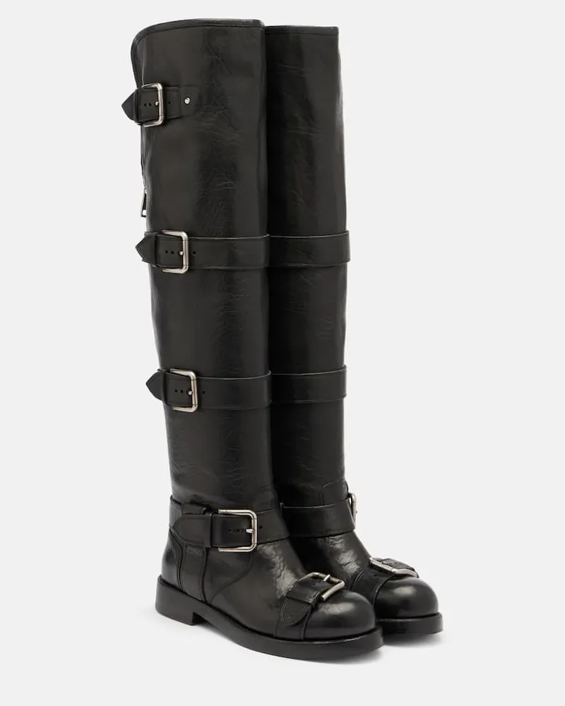 Dolce & Gabbana Overknee-Stiefel aus Leder Schwarz