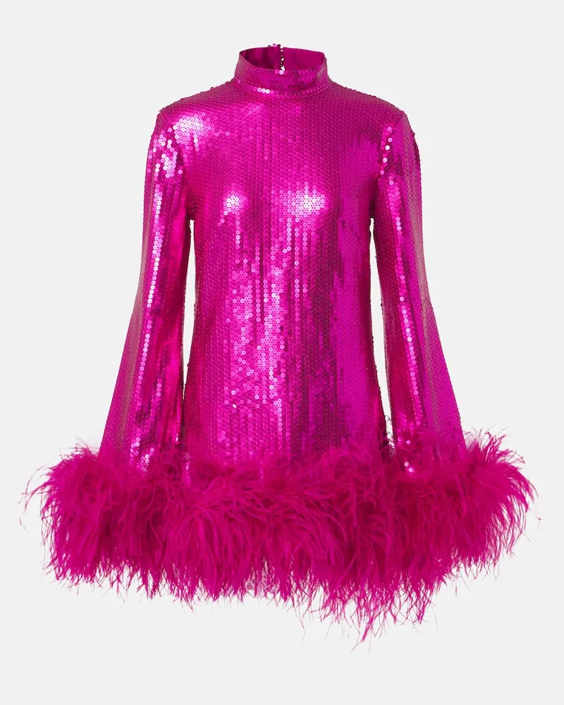 Taller Marmo Minikleid Gina mit Pailletten und Federn Rosa