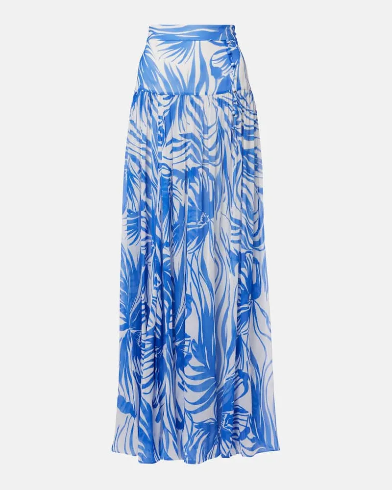 Alexandra Miro Bedruckter High-Rise-Maxirock Jaimee Blau