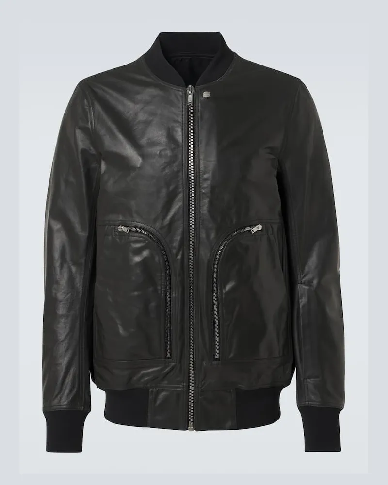Rick Owens Bomberjacke Bauhaus Flight aus Leder Schwarz