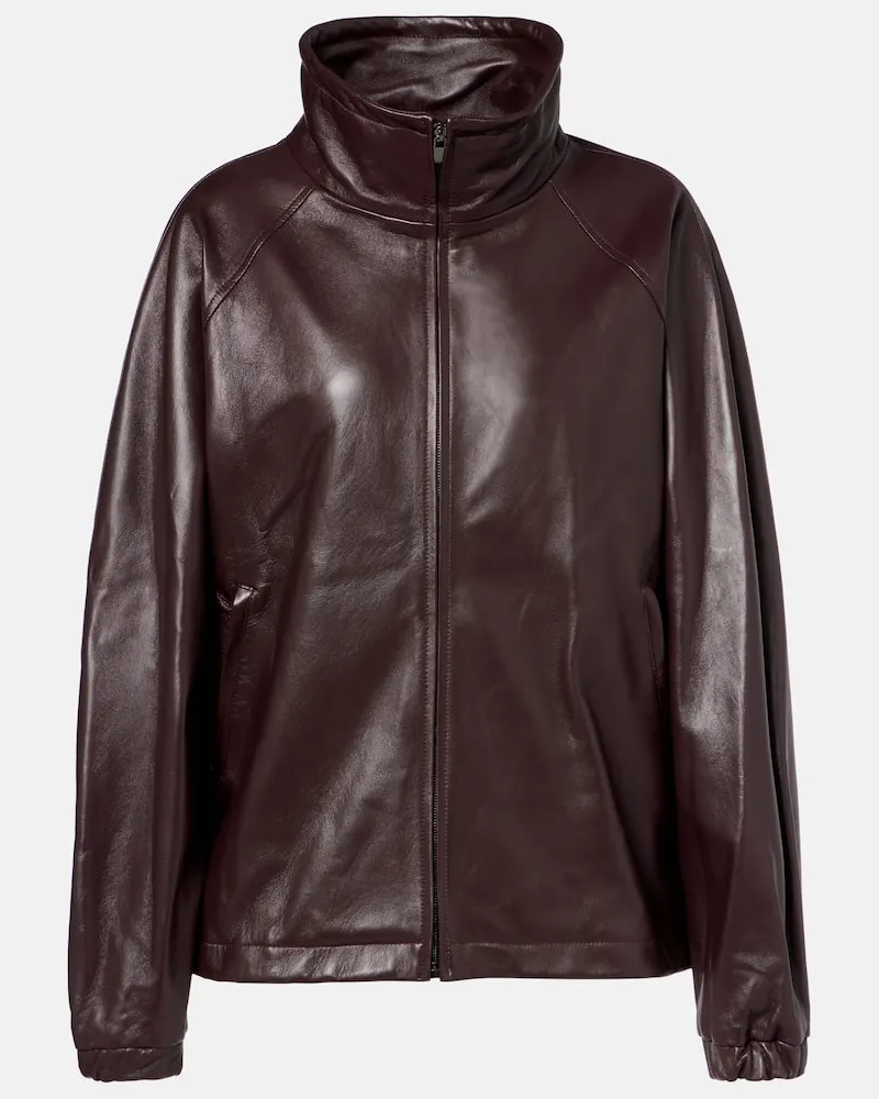 Magda Butrym Oversize-Bomberjacke aus Leder Burgunderrot