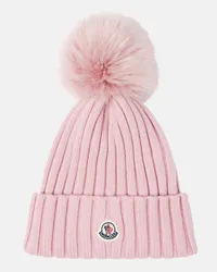 Moncler Muetze aus Wolle mit Faux Fur Weiss