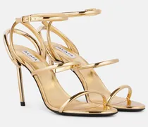 Alaïa Metallic-Riemchensandalen aus Leder