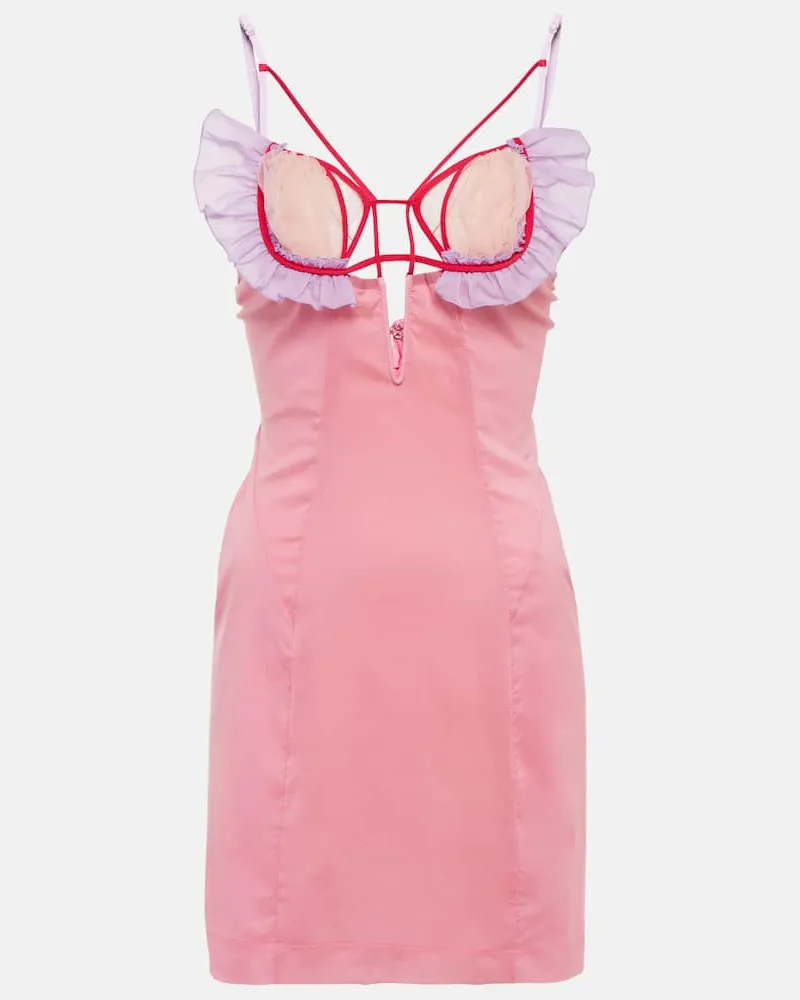 Nensi Dojaka Minikleid aus einem Seidengemisch Rosa