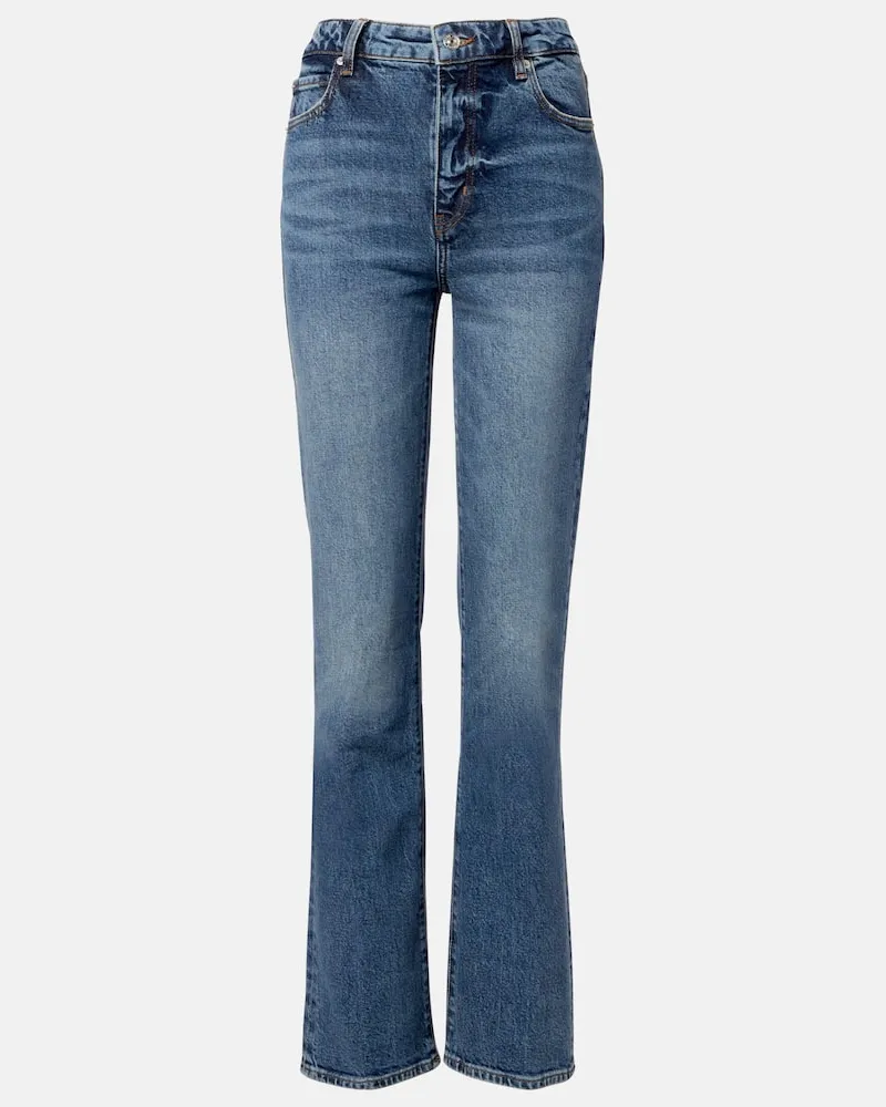 Frame Denim Distressed Straight Jeans The Ruler Blau