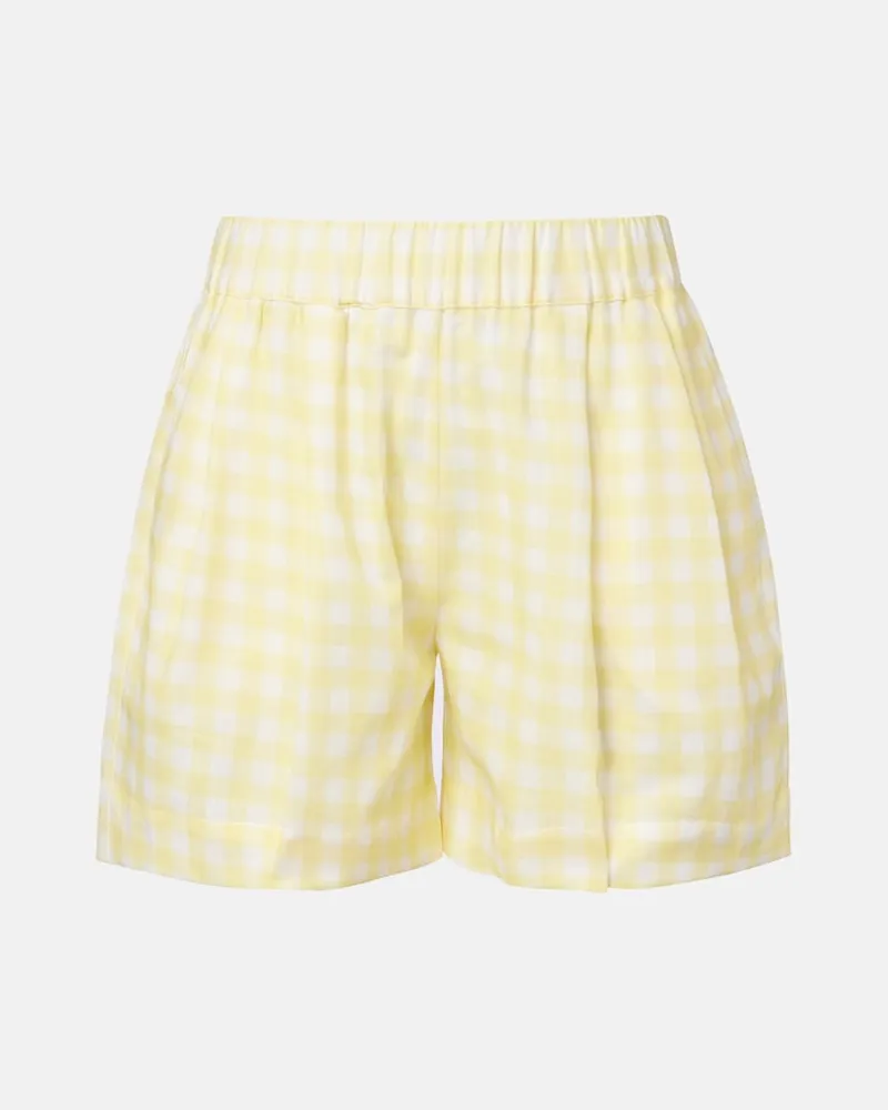ASCENO Shorts aus Leinen und Baumwolle Gelb
