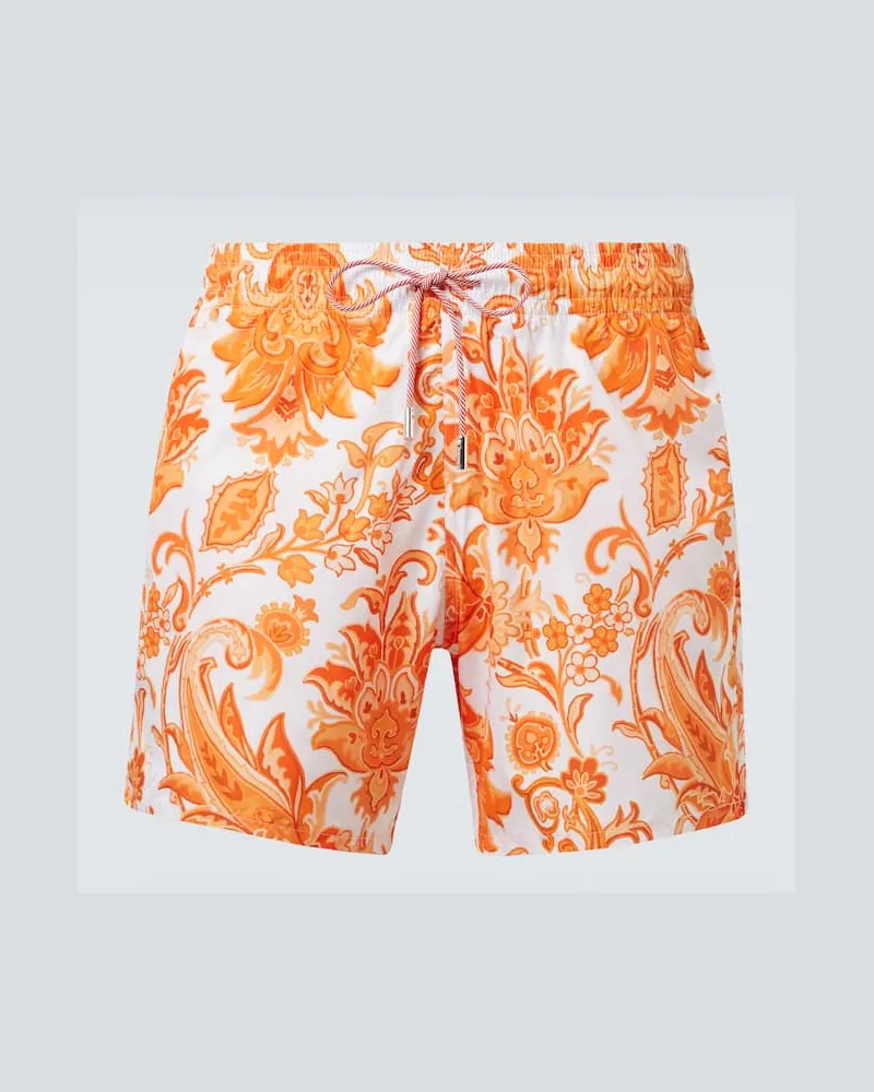 Etro Bedruckte Badeshorts Orange