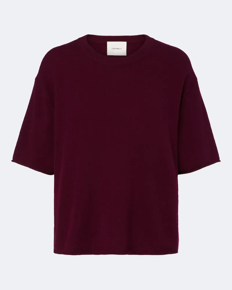 Lisa Yang T-Shirt Cila aus Kaschmir Burgunderrot