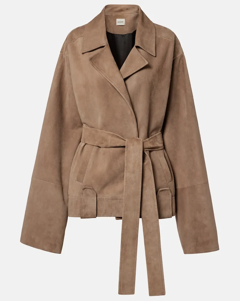 KHAITE Jacke Alder aus Veloursleder Beige
