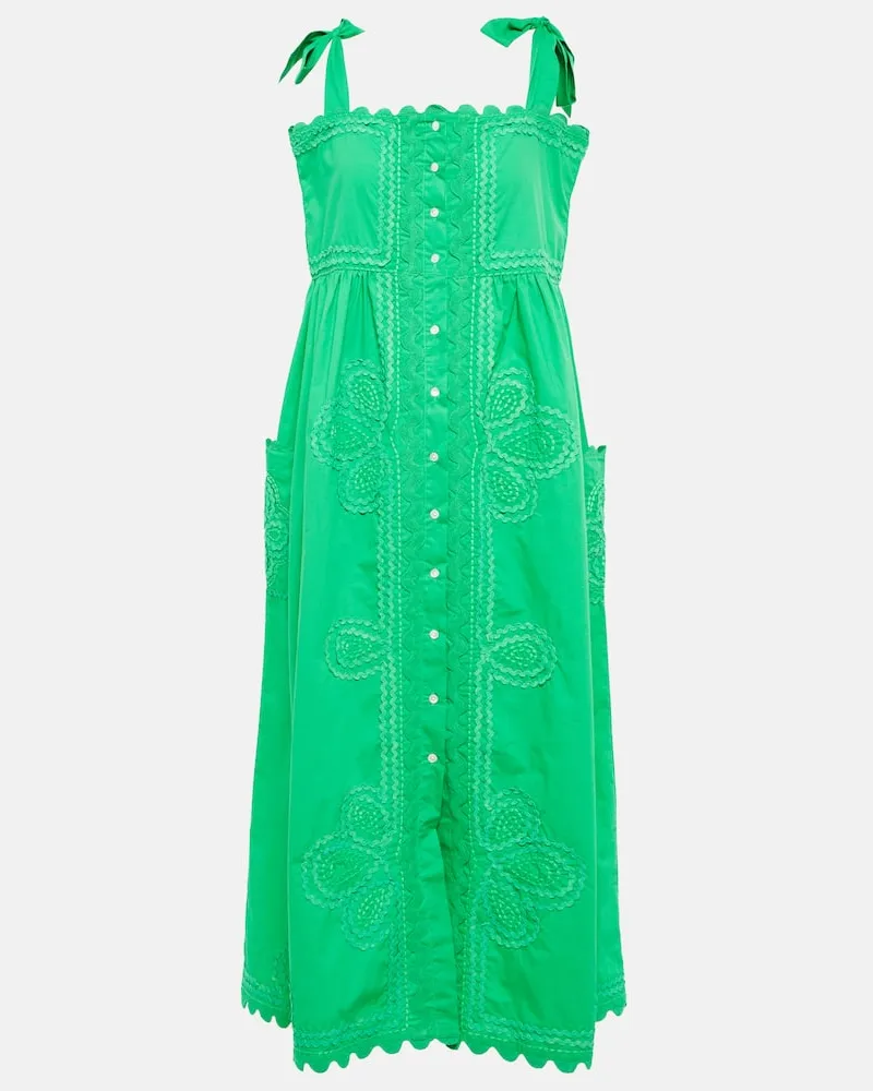 Juliet Dunn Midikleid aus Baumwolle Grün