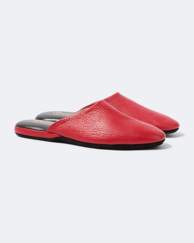 Charvet Slippers aus Leder Rot