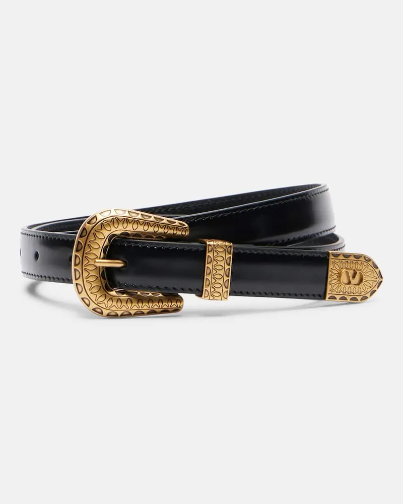 Valentino Garavani Gürtel VLogo Signature aus Leder Schwarz