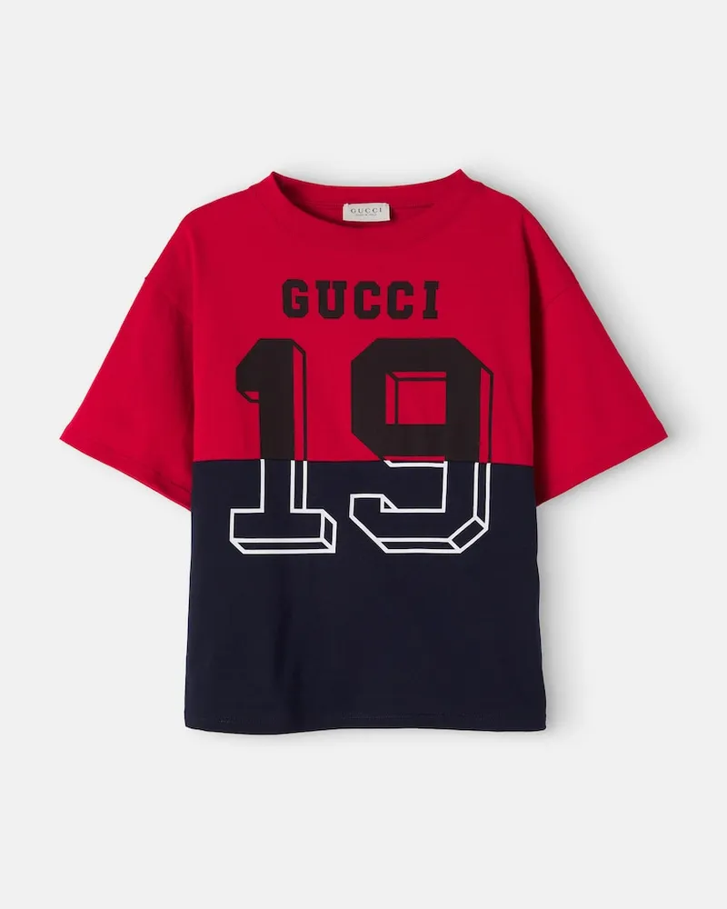 Gucci Bedrucktes T-Shirt aus Baumwoll-Jersey Rot