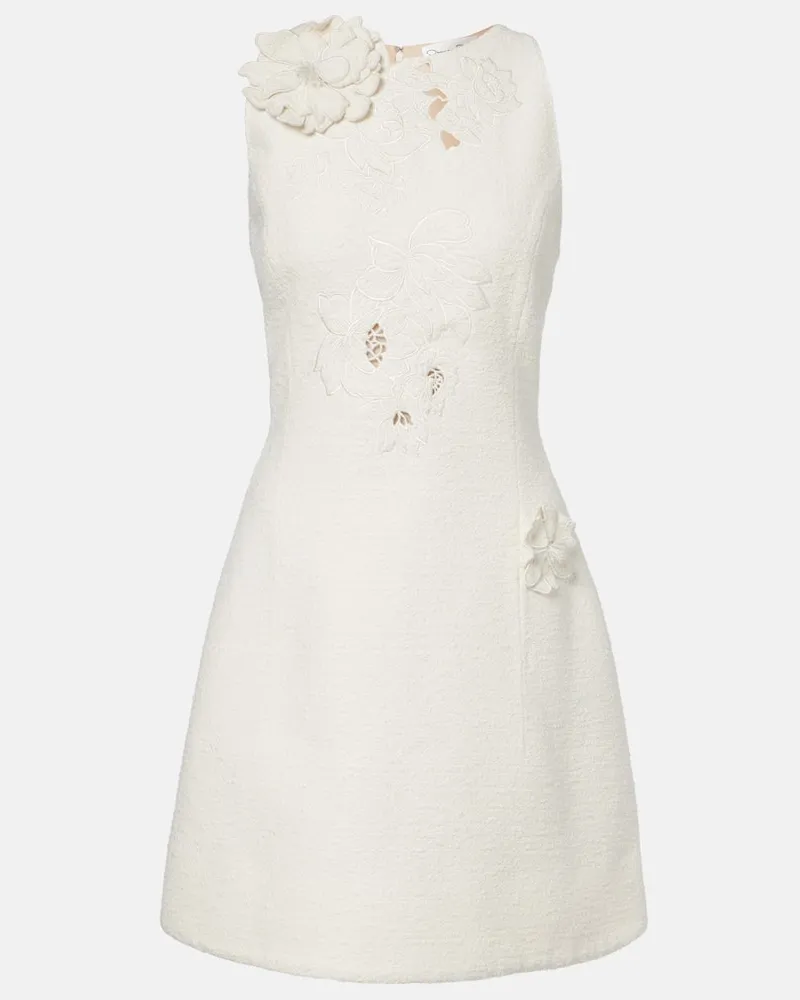 Oscar de la Renta Besticktes Minikleid aus Tweed Weiß