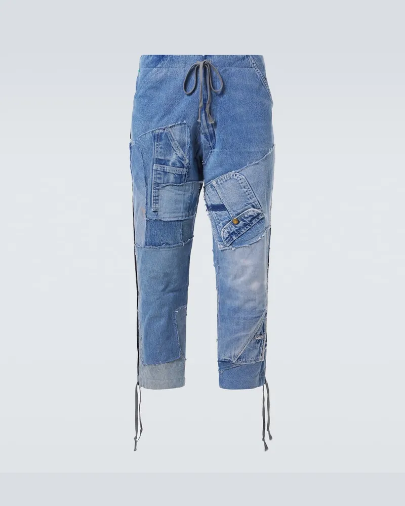 Greg Lauren Straight Jeans Blau