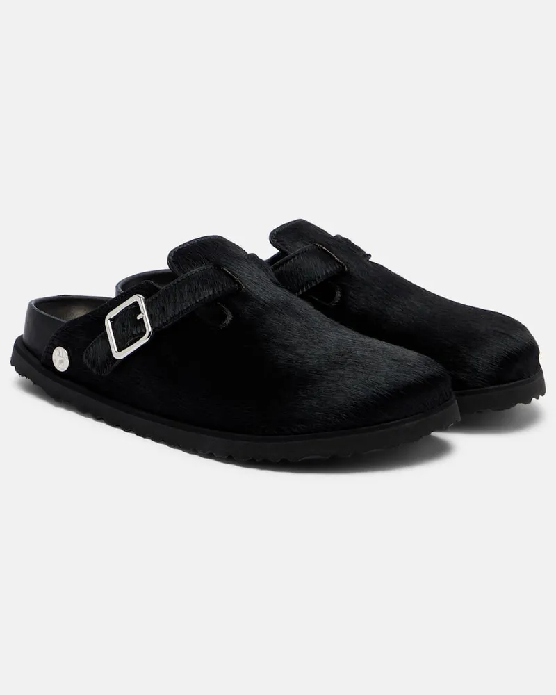 Birkenstock Slippers Boston aus Kalbshaar Schwarz