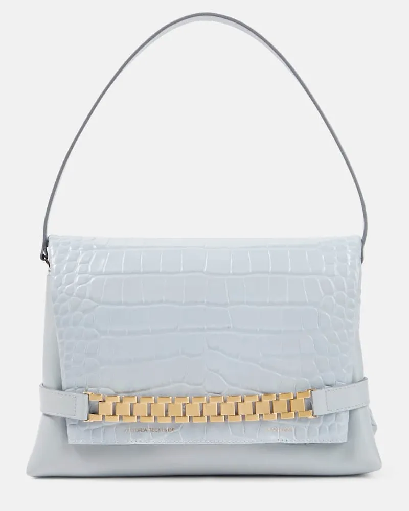 Victoria Beckham Schultertasche Chain Pouch aus Leder Blau